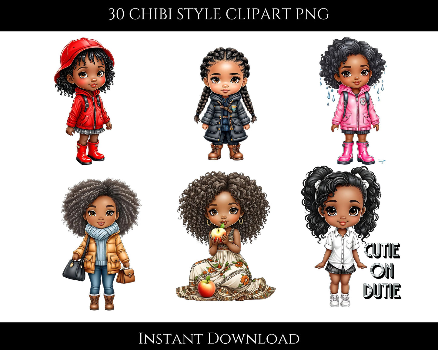 30 Chibi Style Clip Art PNG | Digital Download, Cute Graphic Art for Design & Crafts