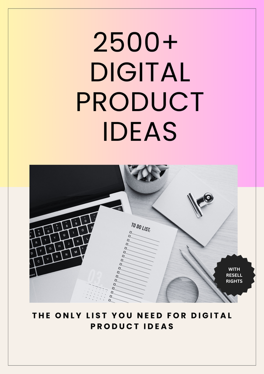2500 Digital Product Ideas List | Editable Canva PLR MRR | Digital Product Brainstorm Guide | Sell for Profit | Passive Income PLR Tool