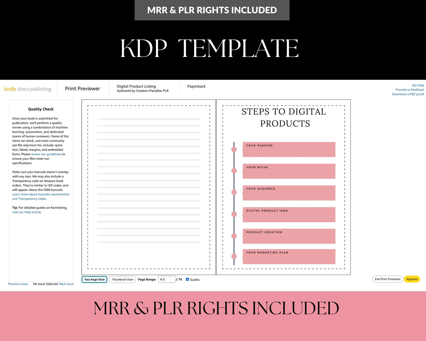 Digital Product Planner | 74 Pages | Ready for KDP Amazon Book Publishing