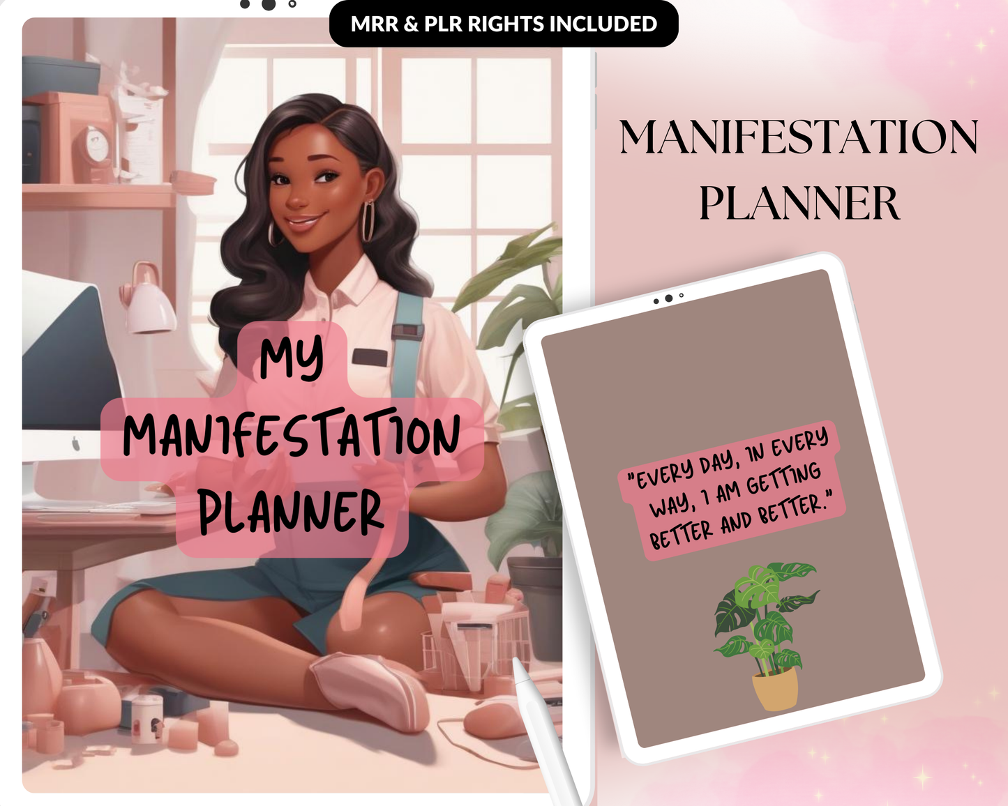 Manifestation Planner 71 Pages – Goal Setting, Self-Discovery, Law of Attraction with Master Resell Rights