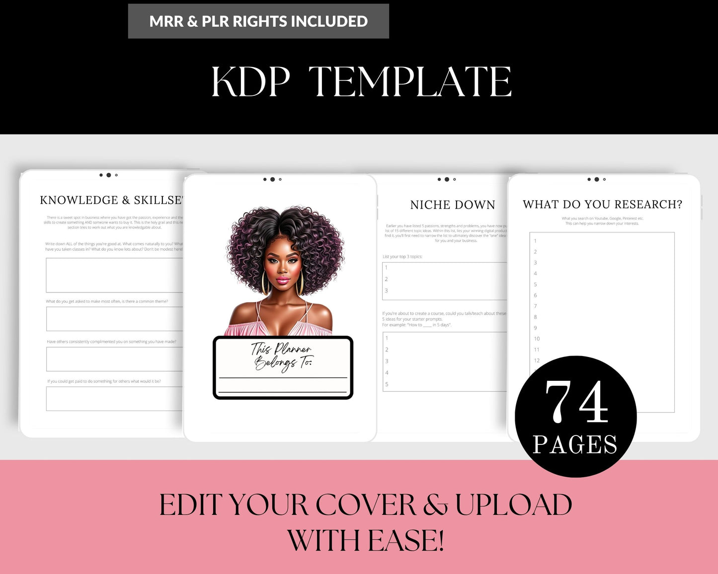 Digital Product Planner | 74 Pages | Ready for KDP Amazon Book Publishing