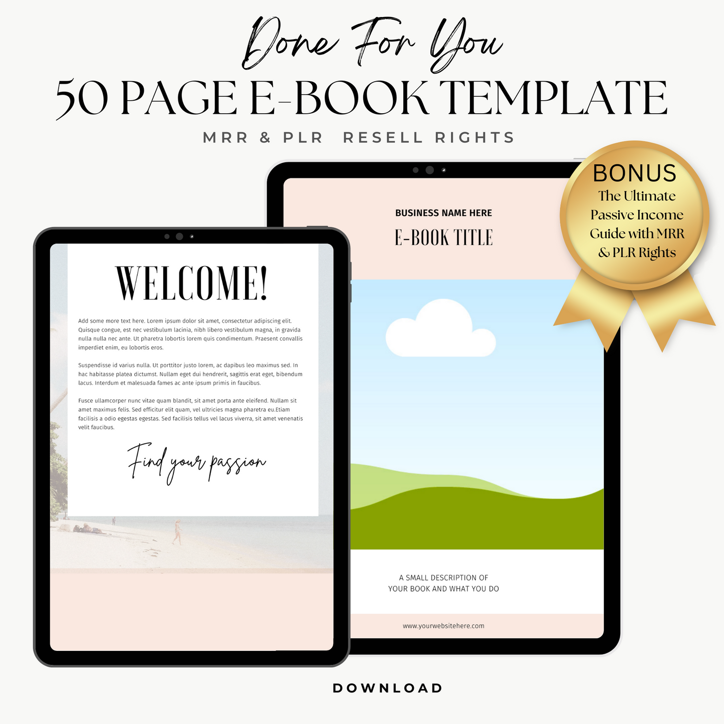 50-Page eBook Template with Private Label Rights PLR & Master Resell Rights MRR eBook Template Editable Resell eBook For Passive Profit