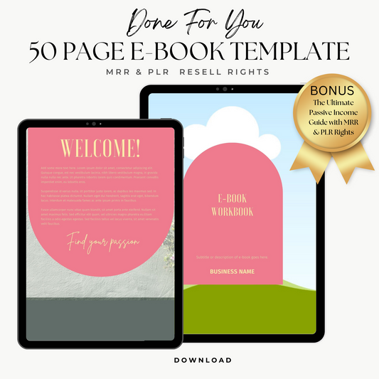 50-Page DFY eBook Template w/ Included Bonus - The Passive Income Guide with Private Label Rights PLR & Master Resell Rights Done For you eBook Template Editable /Printable