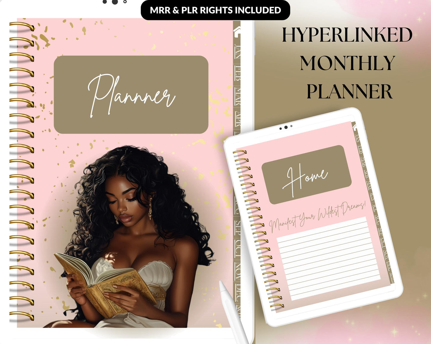 MRR &amp; PLR UNDATED Monthly Planner, Planner, Digital Marketing, Organized Monthly Calendar, Resell Rights