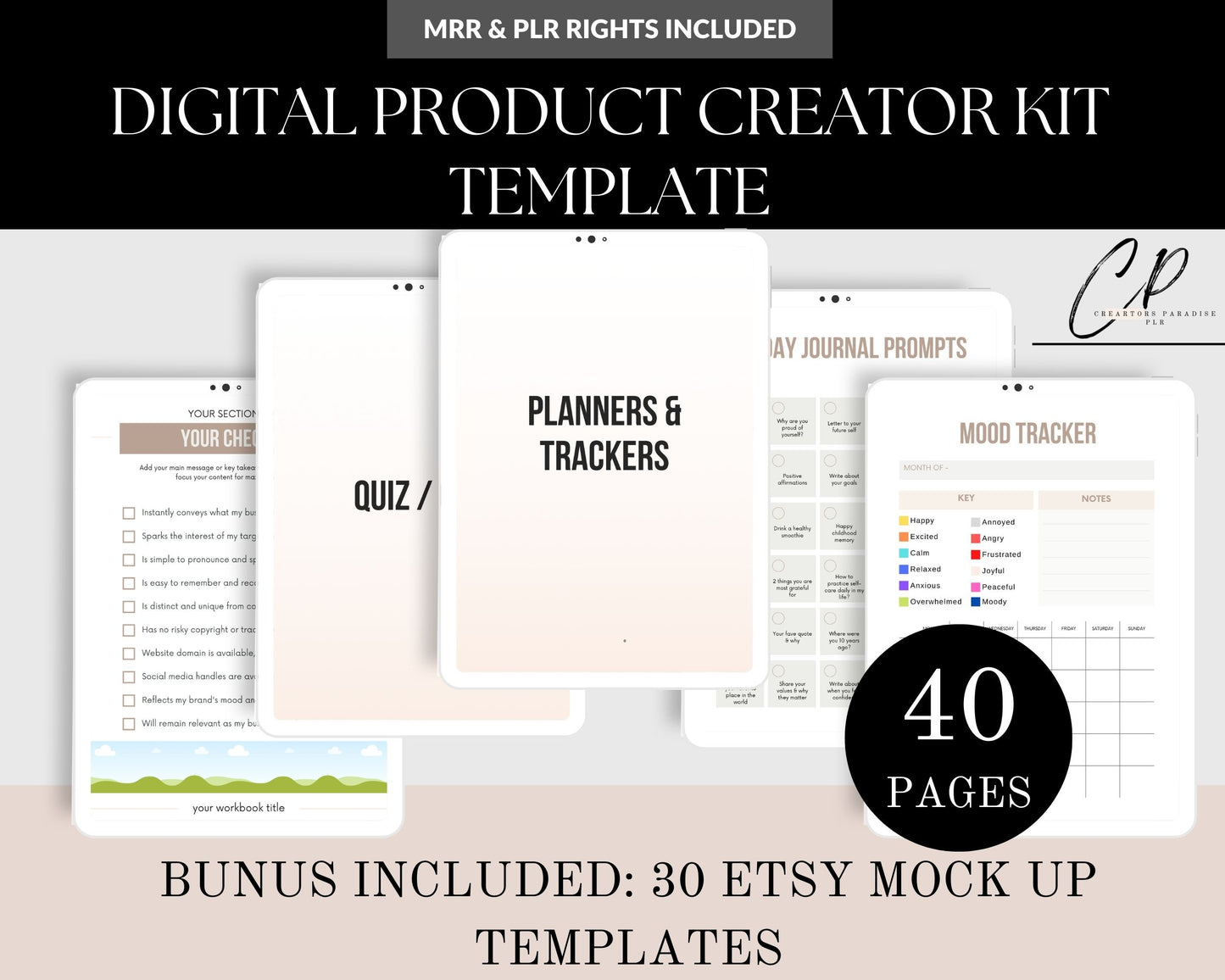 MRR & PLR  DIGITAL PRODUCT CREATOR KIT TEMPLATE/ 30 ETSY MOCKUP TEMPLATES INCLUDED