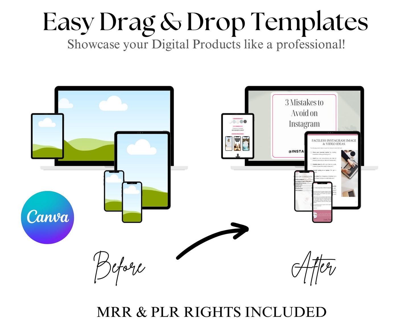 MRR 85 Etsy /Canva Mockup Template Bundle, + Faceless Reels Starter Kit Mockup Digital Product Sales Templates with Master Resell Rights, DFY Digital Products Templates,