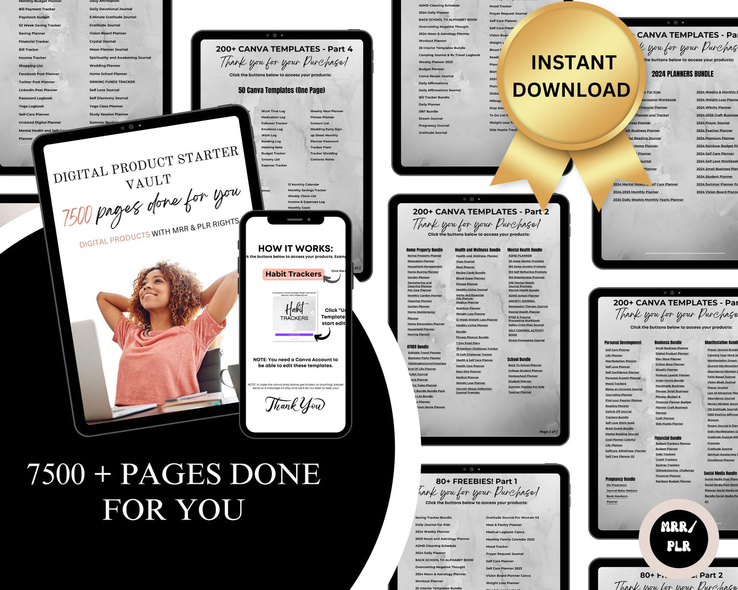 7500 + Done For You MRR PLR Digital Product Starter Vault Bundle DFY Templates w/ Master Resell Rights Bonus Guides Included (Copy)