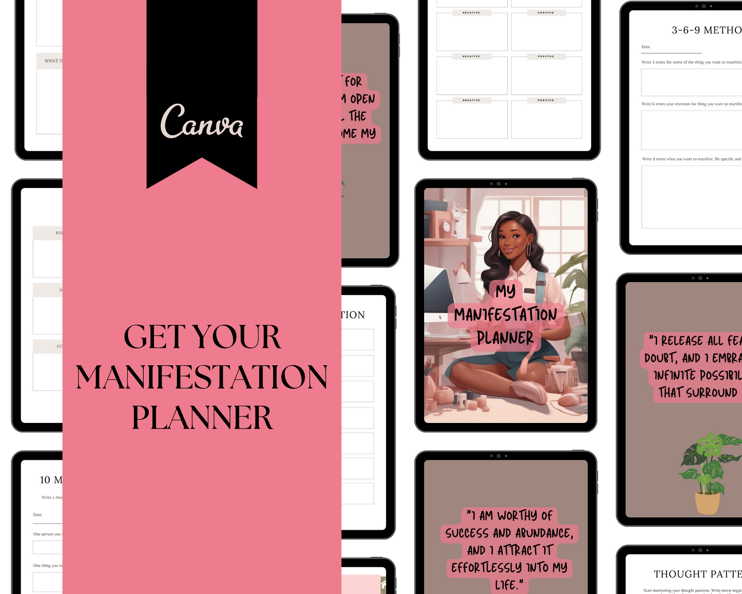 Manifestation Planner 71 Pages – Goal Setting, Self-Discovery, Law of Attraction with Master Resell Rights